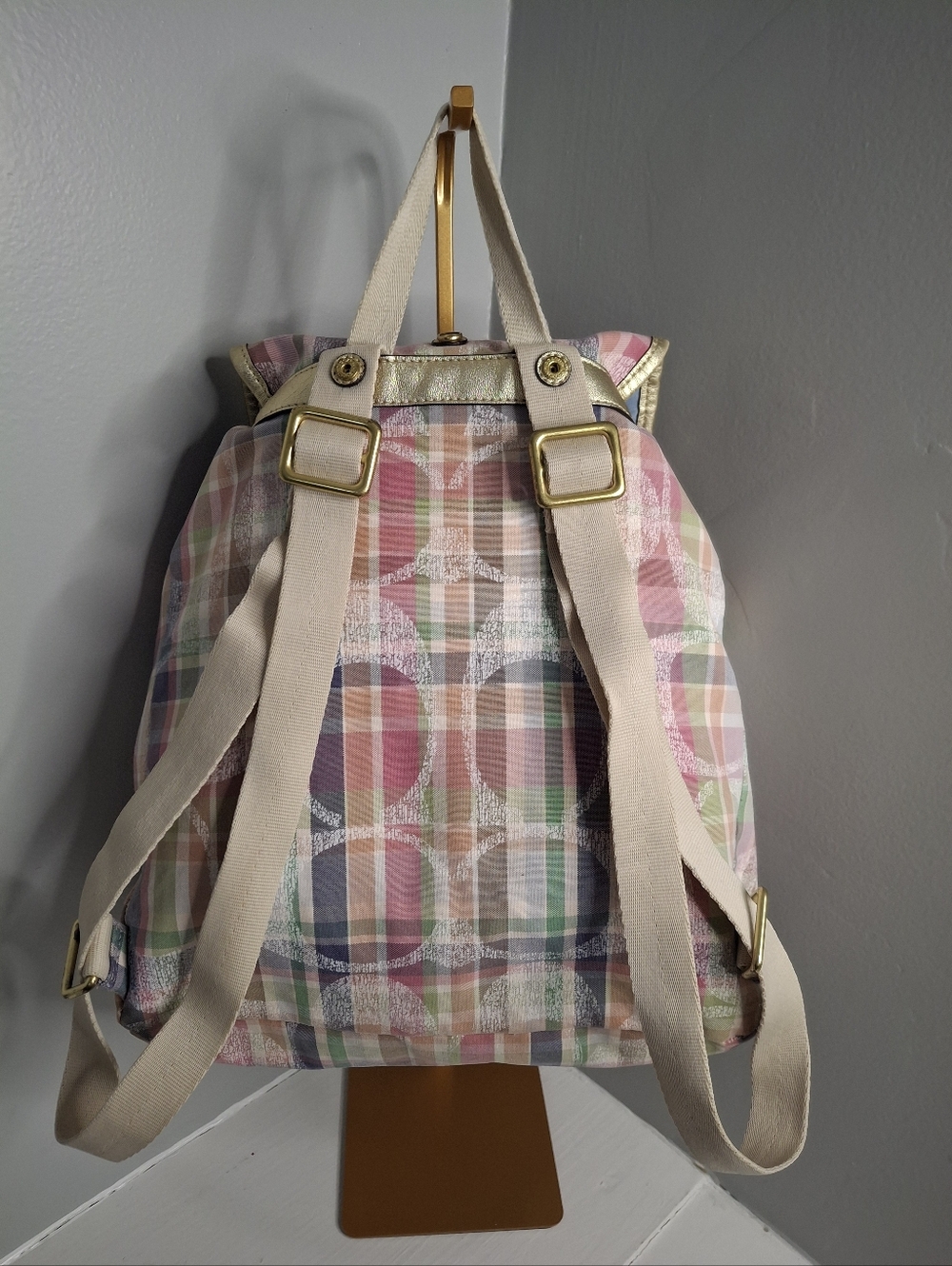 Coach Daisy Madras Packable Backpack 77342 EUC - Picture 2 of 7